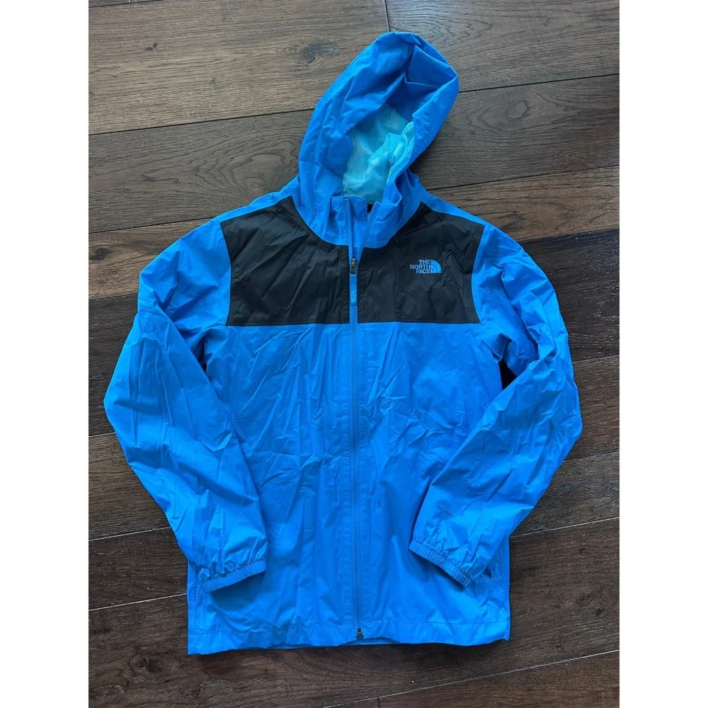 The North Face Boys XL 18/20 Resolve Reflective Rain Jacket Blue Black Hooded